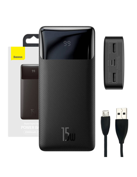 Powerbank Baseus Bipow 20000mAh, 2xUSB, USB-C, 15W (czarny)
