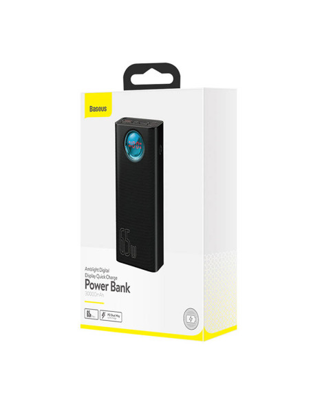 Powerbank Baseus Amblight 30000mAh, 4xUSB, USB-C, 65W (czarny)