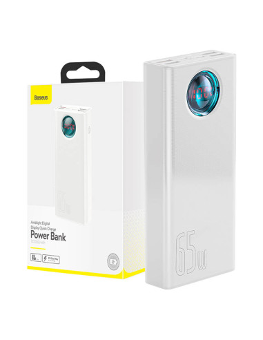 Powerbank Baseus Amblight 30000mAh, 4xUSB, USB-C, 65W (biały)
