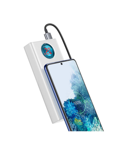Powerbank Baseus Amblight 30000mAh, 4xUSB, USB-C, 65W (biały)