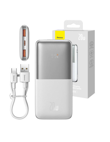 Powerbank Baseus Bipow Pro 10000mAh, 2xUSB, USB-C, 20W (biały)