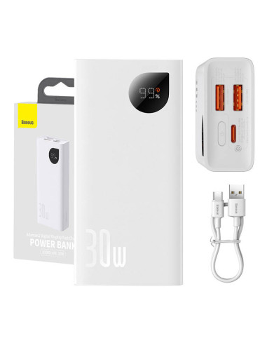 Powerbank Baseus Adaman2 10000mAh, 2xUSB, USB-C, 30W (biały)