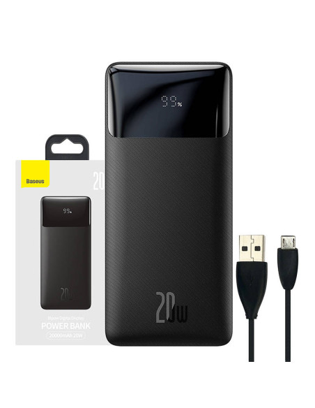 Powerbank Baseus Bipow 20000mAh, 2xUSB, USB-C, 20W (czarny)