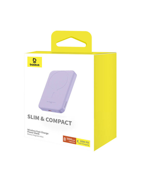 Magnetyczny mini powerbank Baseus 5000mAh 20W (fioletowy)