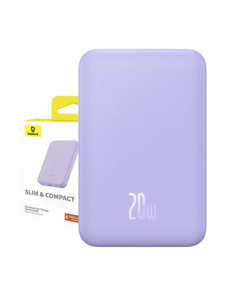 Magnetyczny mini powerbank Baseus 5000mAh 20W (fioletowy)