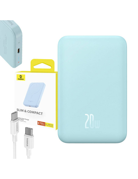 Magnetyczny mini powerbank Baseus 5000mAh 20W (niebieski)