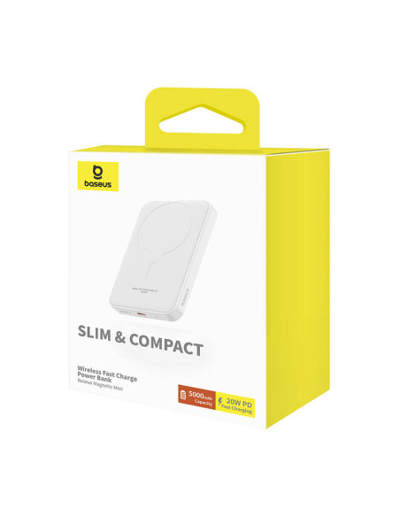 Magnetyczny mini powerbank Baseus 5000mAh 20W (biały)