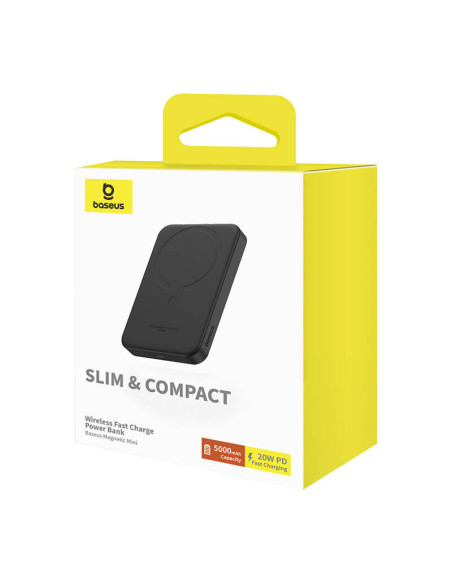 Magnetyczny mini powerbank Baseus 5000mAh 20W (czarny)