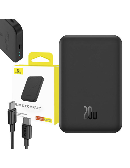 Magnetyczny mini powerbank Baseus 5000mAh 20W (czarny)