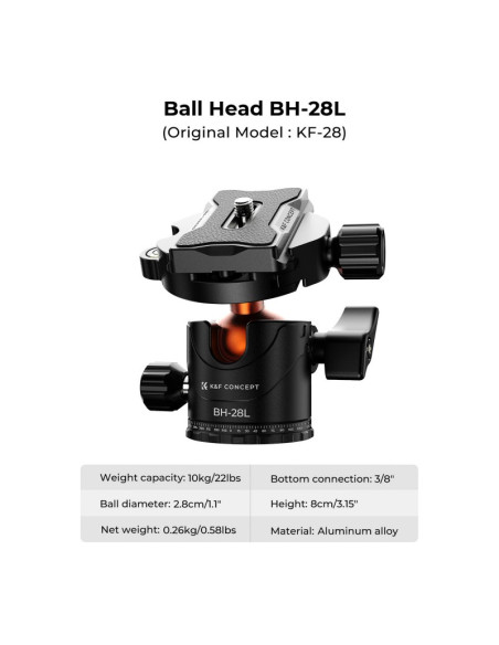 Statyw K&F Concept K254A3 z głowicą kulową BH-28L