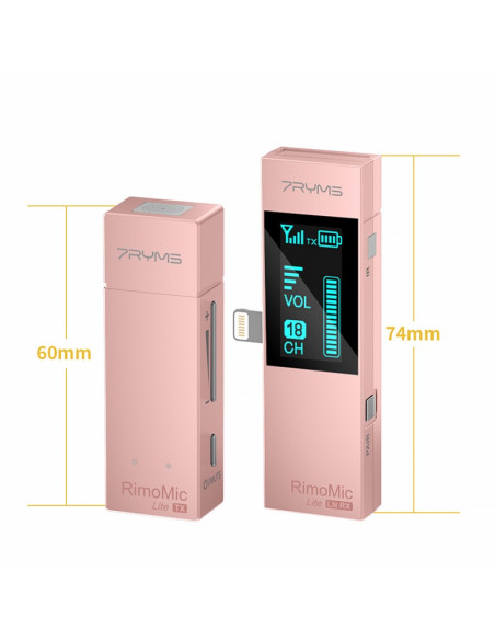 Bezprzewodowy zestaw mikrofonowy 7Ryms RimoMic Lite [iPhone/iPad] różowy