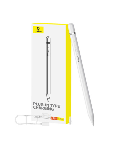 Aktywny rysik Baseus Smooth Writing Series z ładowaniem bezprzewodowym, USB-C (Biały)