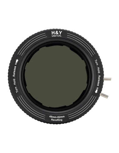 Adapter filtrowy regulowany H&Y Revoring 46-62 mm z filtrem szarym ND3-1000 i polaryzacyjnym CPL