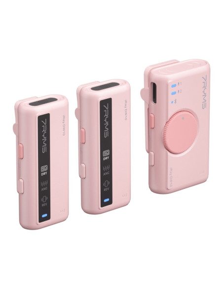 Bezprzewodowy mikrofon 7Ryms iRay DW10 [mini jack 3,5mm + USB-C] podwójny RÓŻOWY