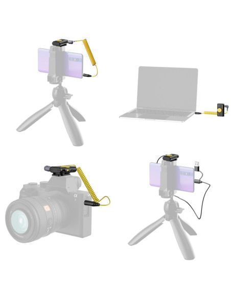 Bezprzewodowy mikrofon 7Ryms iRay DW10 [mini jack 3,5mm + USB-C] podwójny RÓŻOWY