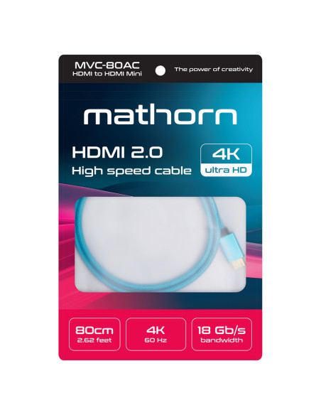 Kabel Mathorn MVC-80AC HDMI - HDMI Mini C 2.0 4K 60Hz 18Gbps 80cm