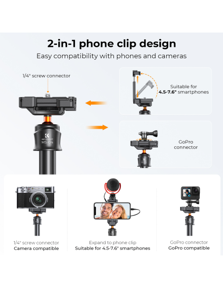 Statyw K&F Concept 2w1 Selfie z uchwytem do telefonu