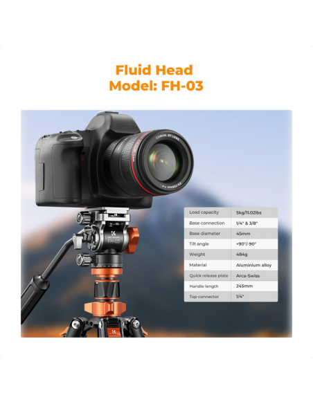 K&F Concept K234A7 z głowicą FH-03 statyw video