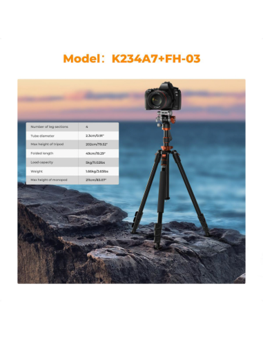 K&F Concept K234A7 z głowicą FH-03 statyw video