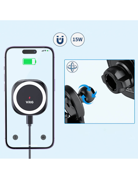 VRIG MG-07S magnetyczny uchwyt samochodowy do smartfona z funkcją ładowania indukcyjnego