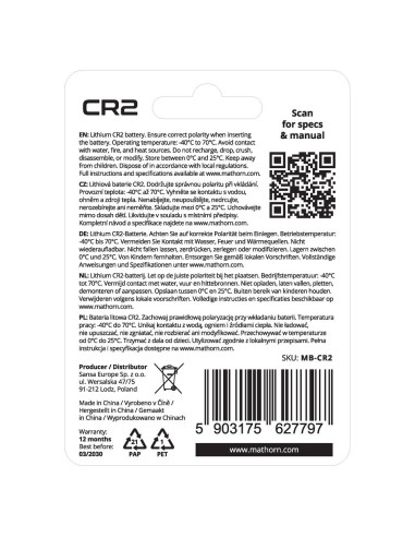 Bateria litowa Mathorn Ultimate CR2 1000mAh...