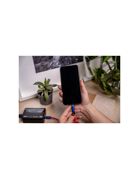 Kabel Newell USB-C - USB-C 100 W, 2 m, silikonowy, czerwono-granatowy