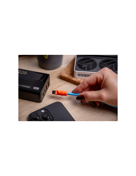 Kabel Newell USB-C - USB-C 100 W, 2 m, silikonowy, niebiesko-pomarańczowy