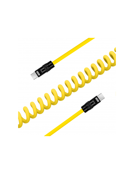 Kabel Newell USB-C - USB-C 100 W, 1,5 m, silikonowy, spiralny, żółto-czarny