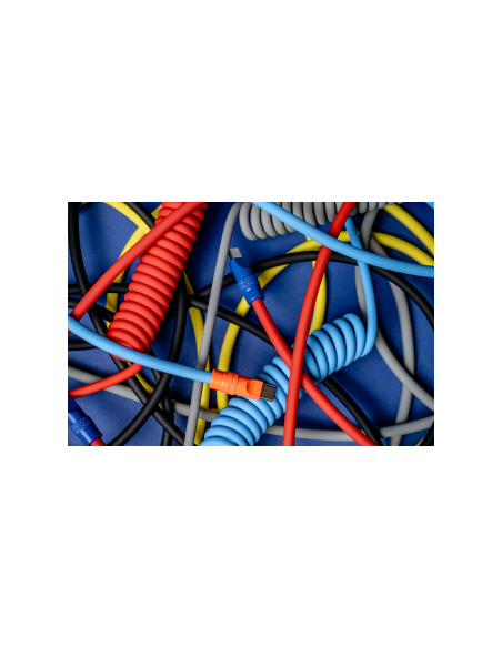 Kabel Newell USB-C - USB-C 100 W, 1,5 m, silikonowy, spiralny, żółto-czarny