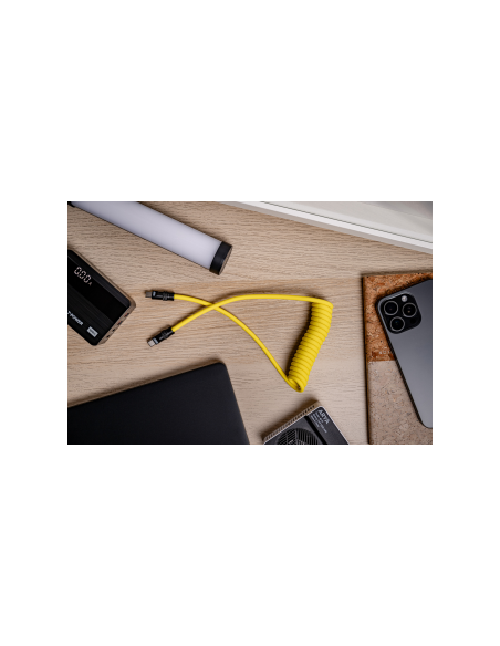 Kabel Newell USB-C - USB-C 100 W, 1,5 m, silikonowy, spiralny, żółto-czarny