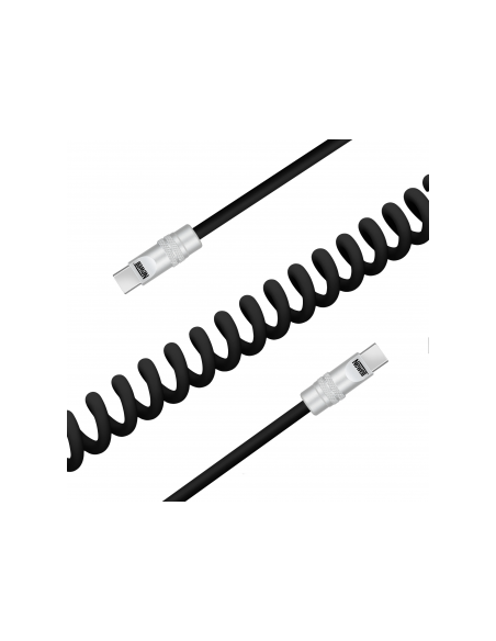 Kabel Newell USB-C - USB-C 100 W, 1,5 m, silikonowy, spiralny, czarny