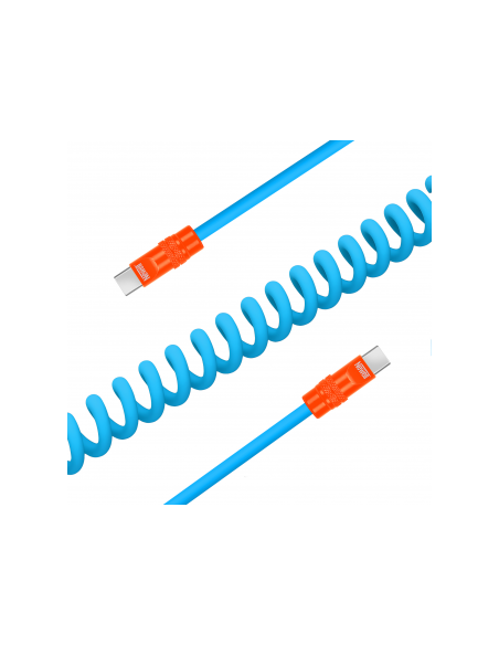 Kabel Newell USB-C - USB-C 100 W, 1,5 m, silikonowy, spiralny, niebiesko-pomarańczowy