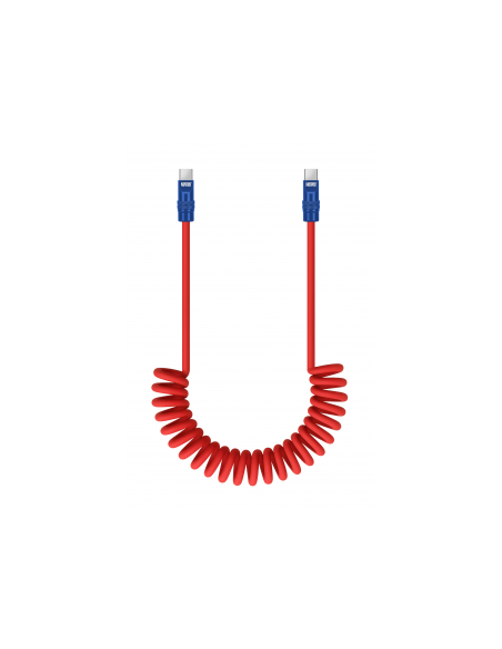 Kabel Newell USB-C - USB-C 100 W, 1,5 m, silikonowy, spiralny, czerwono-granatowy