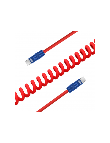 Kabel Newell USB-C - USB-C 100 W, 1,5 m, silikonowy, spiralny, czerwono-granatowy