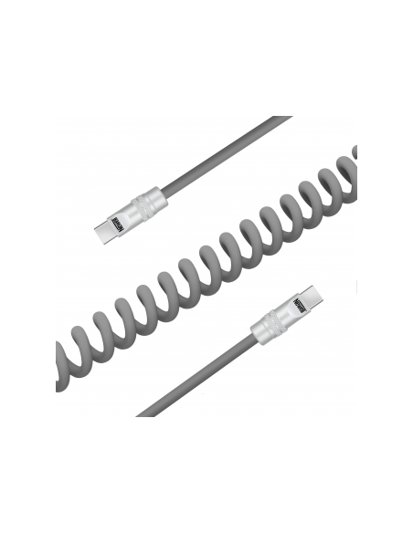 Kabel Newell USB-C - USB-C 100 W, 1,5 m, silikonowy, spiralny, szary