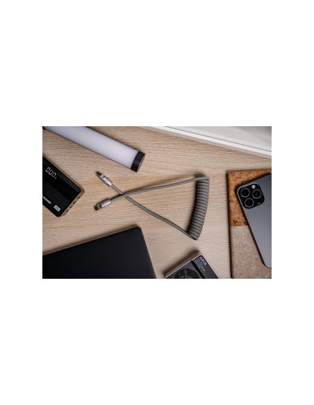 Kabel Newell USB-C - USB-C 100 W, 1,5 m, silikonowy, spiralny, szary