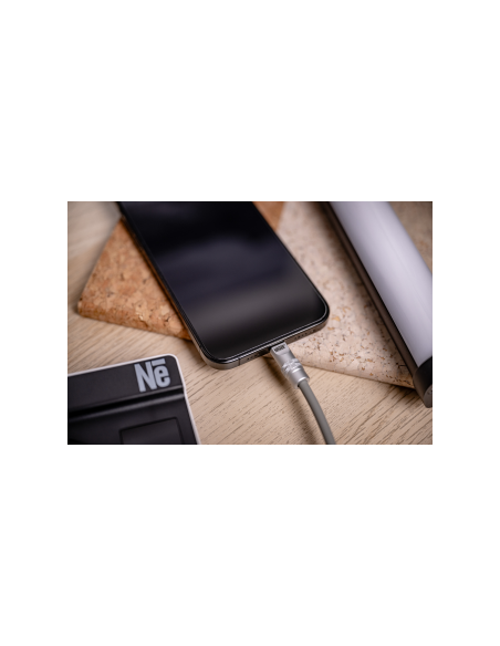 Kabel Newell USB-C - USB-C 100 W, 1,5 m, silikonowy, spiralny, szary