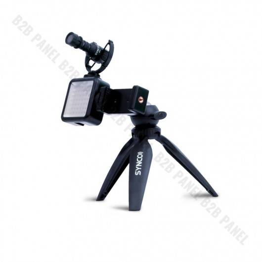 Synco Vlogger Kit 2 zestaw mikrofon M1S, lampa LED, uchwyt MOBILE, statyw