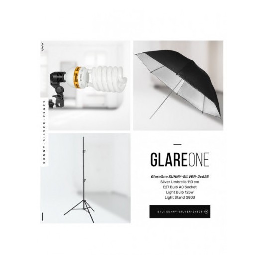 GlareOne Zestaw Oświetlenia Ciągłego SUNNY SILVER-2x625