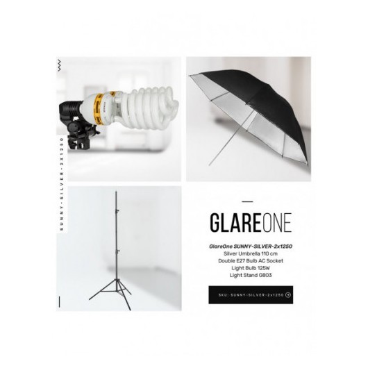 GlareOne Zestaw Oświetlenia Ciągłego SUNNY SILVER-2x1250